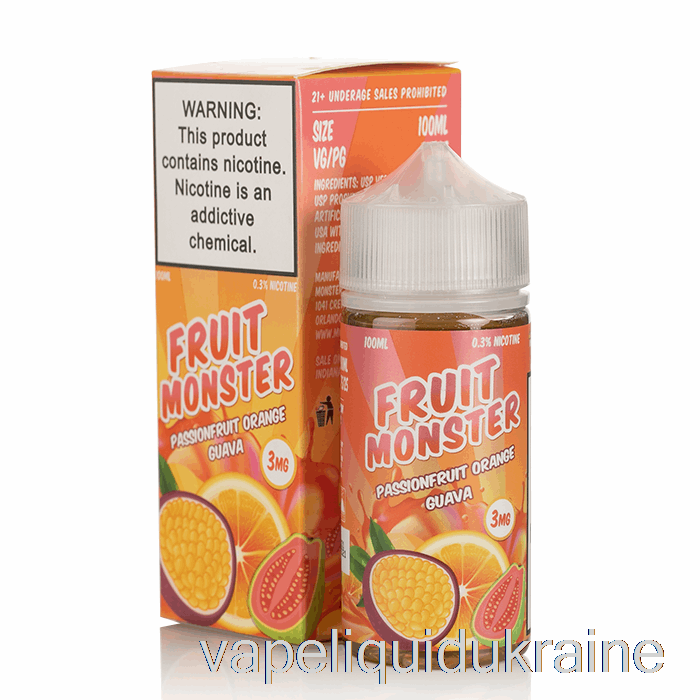 Vape Liquid Ukraine Passionfruit Orange Guava - Fruit Monster - 100mL 3mg